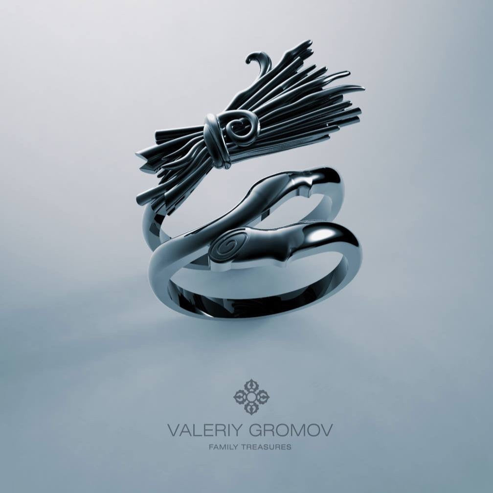 black grunge gold broom ring