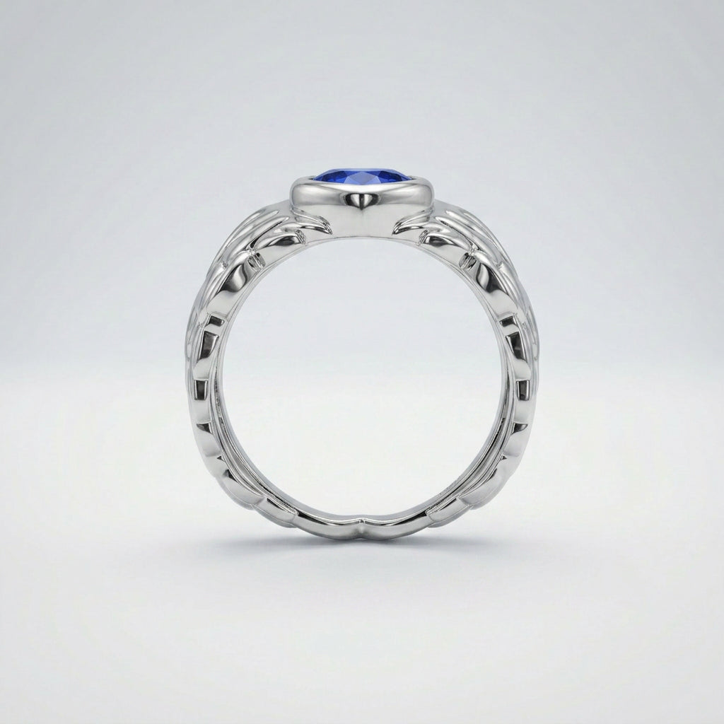 Sapphire Wings Ring - GROMOV, view 2 - 18k white gold with blue sapphire