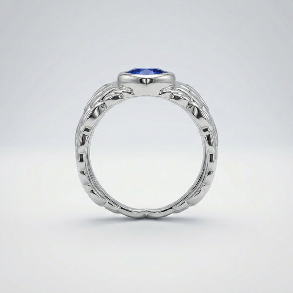 Sapphire Wings Ring - GROMOV, view 2 - 18k white gold with blue sapphire